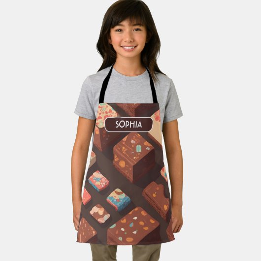 Brownie Retro Kleurrijk Gepersonaliseerd Patroon Schort (Insitu)
