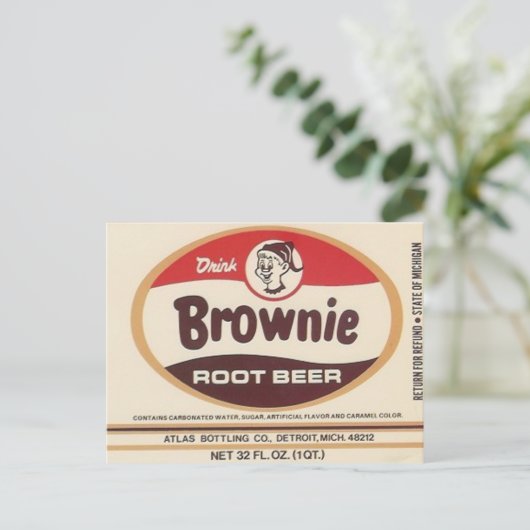 brownie root label postkaart (Staand voorkant)