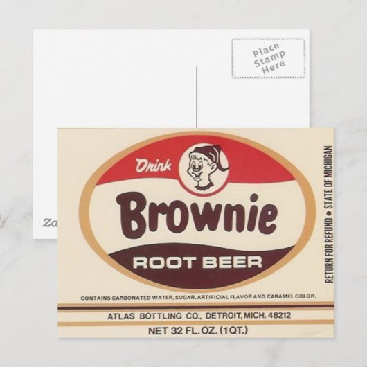 brownie root label postkaart (Voorkant / Achterkant)