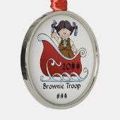 Brownie Scout Sled Black Hair Metalen Ornament (Rechts)
