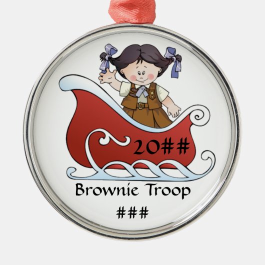 Brownie Scout Sled Black Hair Metalen Ornament (Voorkant)