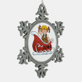 Brownie Scout Sled Blonde Tin Sneeuwvlok Ornament (Links)