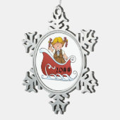 Brownie Scout Sled Blonde Tin Sneeuwvlok Ornament (Rechts)