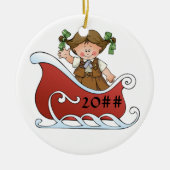 Brownie Scout Sled Brunette Keramisch Ornament (Voorkant)