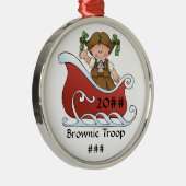 Brownie Scout Sled Brunette Metalen Ornament (Rechts)