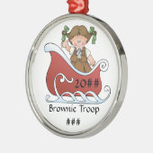 Brownie Scout Sled Brunette Metalen Ornament (Links)