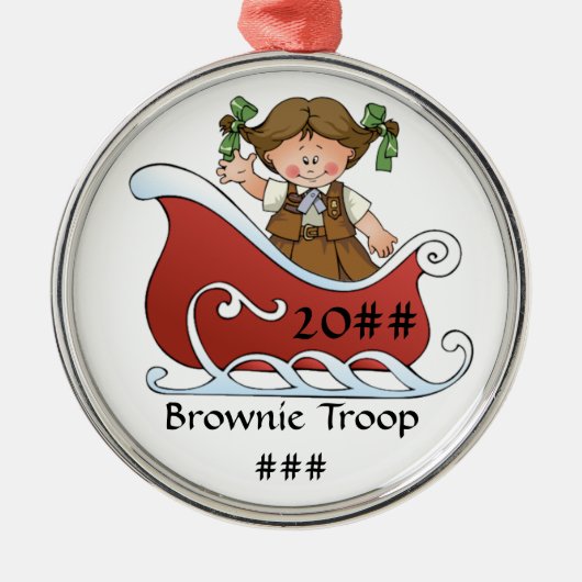 Brownie Scout Sled Brunette Metalen Ornament (Voorkant)