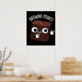 Brownie wijst grappige snackwoordspeling Dark BG Poster (Keuken)