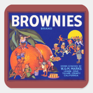 Brownies Brand California Sinaasappels Vierkante Sticker
