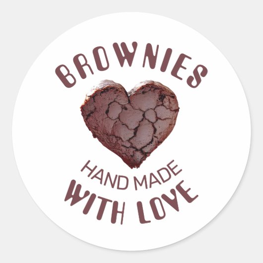Brownies handgemaakt met liefde ronde sticker (Voorkant)