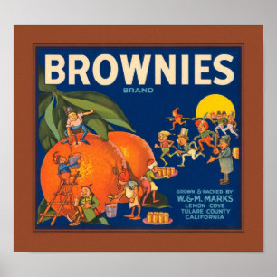 Brownies merk Vintage fruitkratenlabel Poster