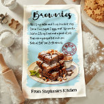 Brownies recept gepersonaliseerd theedoek<br><div class="desc">Voeg een zoete toets toe aan uw keuken met deze gepersonaliseerde Brownies Recept keukenhanddoek. Met een klassiek brownie-recept is deze aanpasbare handdoek perfect voor chocoladeliefhebbers en thuisbakkers. Personaliseer het met jouw naam of een speciale boodschap om een uniek en praktisch keukenaccessoire te creëer,  ideaal voor geschenken of dagelijks gebruik.</div>