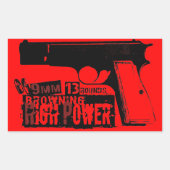 Browning Hi-Power Rechthoekige Sticker (Voorkant)