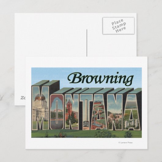Browning, Montana - grote letterscènes Briefkaart (Voorkant / Achterkant)