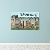 Browning, Montana - grote letterscènes Canvas Afdruk (Insitu (Houten vloer))
