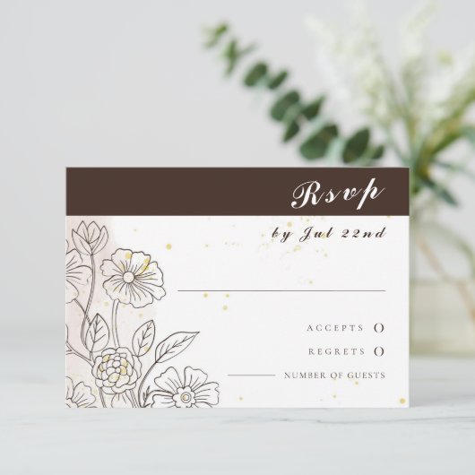 Browning op liefde bruiloft RSVP kaarten (Staand voorkant)