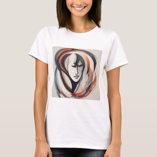 Brownish Abstract Elegant Gezicht T-shirt (Voorkant)