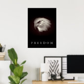 Brownish Freedom American Eagle Face Patriotic Poster (Thuiskantoor)