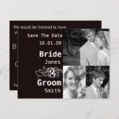 Brownish zwarte achtergrondkleur aankondigingskaart (Voorkant / Achterkant)