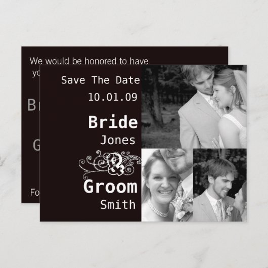 Brownish zwarte achtergrondkleur aankondigingskaart (Voorkant / Achterkant)