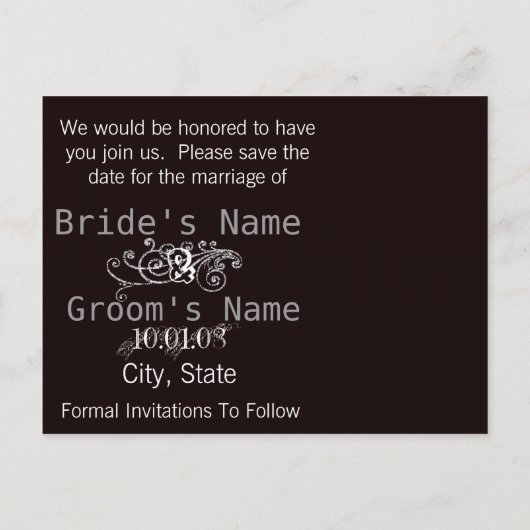 Brownish zwarte achtergrondkleur aankondigingskaart (Achterkant)