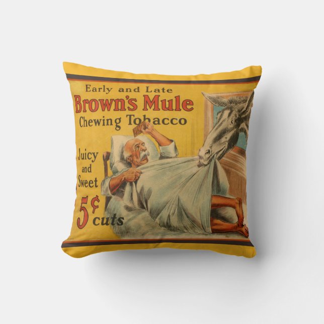 Brown's Mule Kauwen Tabak Rustiek Decor Kussen (Voorkant)