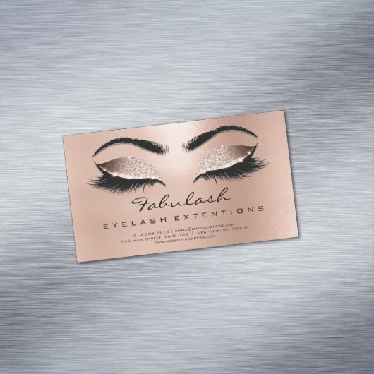 Browns Roos Gold Glitter Waxing Makeup Lashes Visitekaartje Magneet (Voorbeeld)