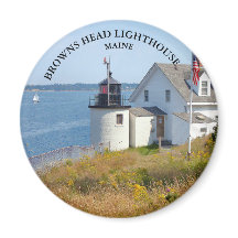 Browns vuurtoren, Maine Round Magnet