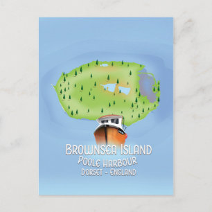 Brownsea Island kaart, Poole, dorset, Engeland. Briefkaart