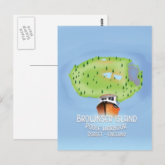Brownsea Island map, Poole, dorset, Engeland. Briefkaart (Voorkant / Achterkant)