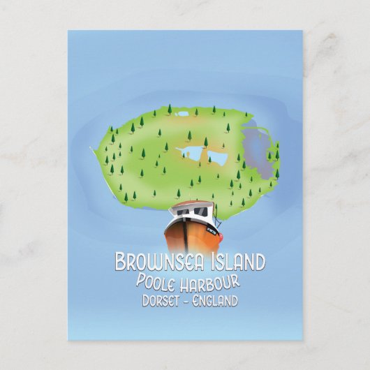 Brownsea Island map, Poole, dorset, Engeland. Briefkaart (Voorkant)