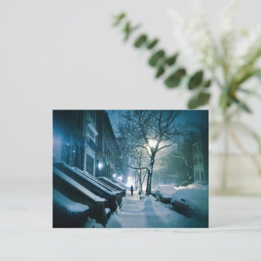 Brownstenen geblankeerd met sneeuw briefkaart (Staand voorkant)