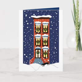 Brownstone Christmas-Wenskaart Feestdagen Kaart
