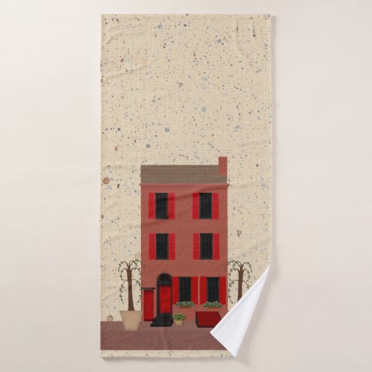 Brownstone met gebotte handdoekjes bad handdoek (Badhanddoek)