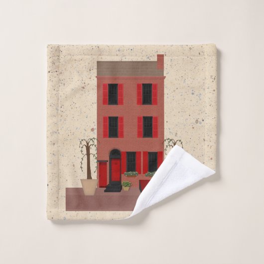 Brownstone met gebotte handdoekjes bad handdoek (Wasdoekje)