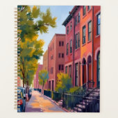 Brownstone Stadstraat | Boston Baksteen Waterverf Planner (Voorkant)
