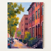 Brownstone Stadstraat | Boston Baksteen Waterverf Planner (Achterkant)