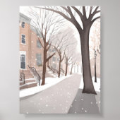 Brownstone Street | Snowy Winter Watercolor Art Poster (Voorkant)