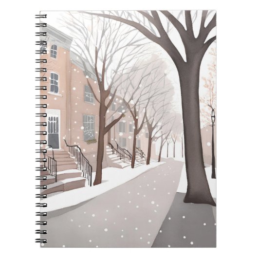 Brownstone Street | Snowy Winter Watercolor Notitieboek (Voorkant)