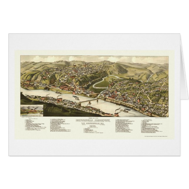 Brownsville, PA Panoramic Map - 1883 (Voorkant Horizontaal)