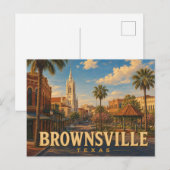Brownsville Texas Vintage Reisposter Briefkaart (Voorkant / Achterkant)