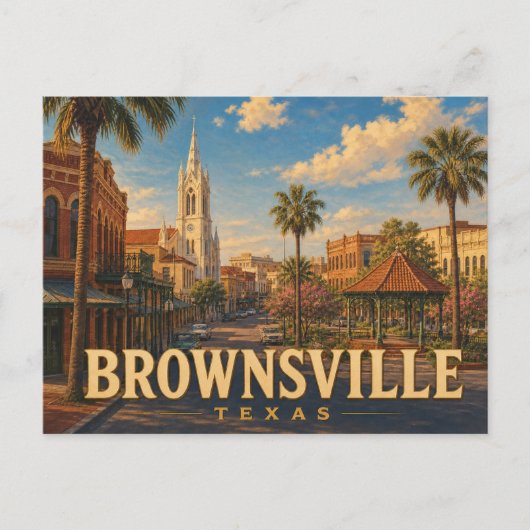 Brownsville Texas Vintage Reisposter Briefkaart (Voorkant)