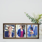 Browntone Triple-fotokaarten voor Afstuderen Kaart (Staand voorkant)