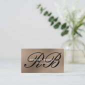 Browny Beige Black Monogram Manager Visitekaartje (Staand voorkant)