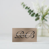 Browny Black White Monogram Manager Visitekaartje (Staand voorkant)