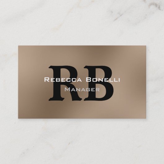 Browny Black White Monogram Manager Visitekaartje (Voorkant)