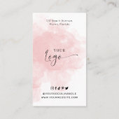 Brows Aftercare Guide Blush Pink Waterverf Salon Visitekaartje (Achterkant)