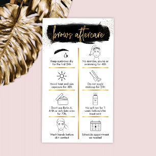 Brows Aftercare Guide zwart & Gold Glitter Beauty Visitekaartje