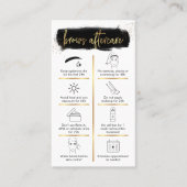 Brows Aftercare Guide zwart & Gold Glitter Beauty Visitekaartje (Voorkant)
