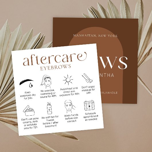 Brows Aftercare Kaarten Modern Boho Terracotta Vierkante Visitekaartje